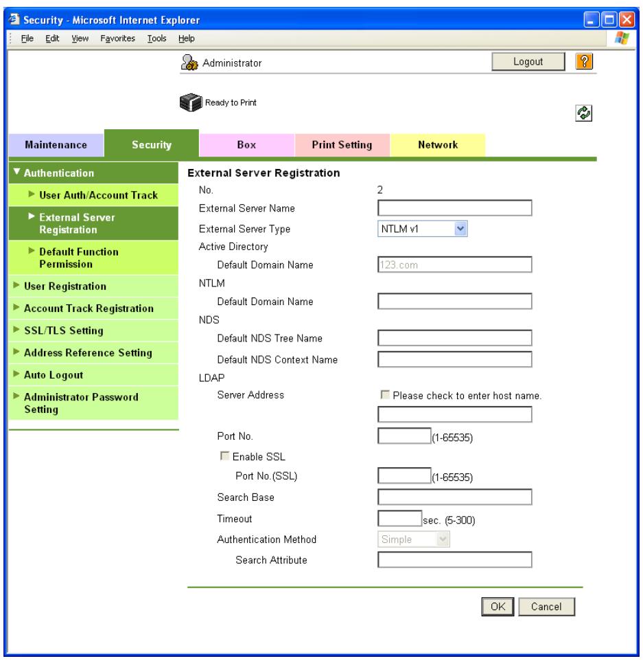 KONICA MINOLTA BIZHUB C353P - External Server Registration - 1