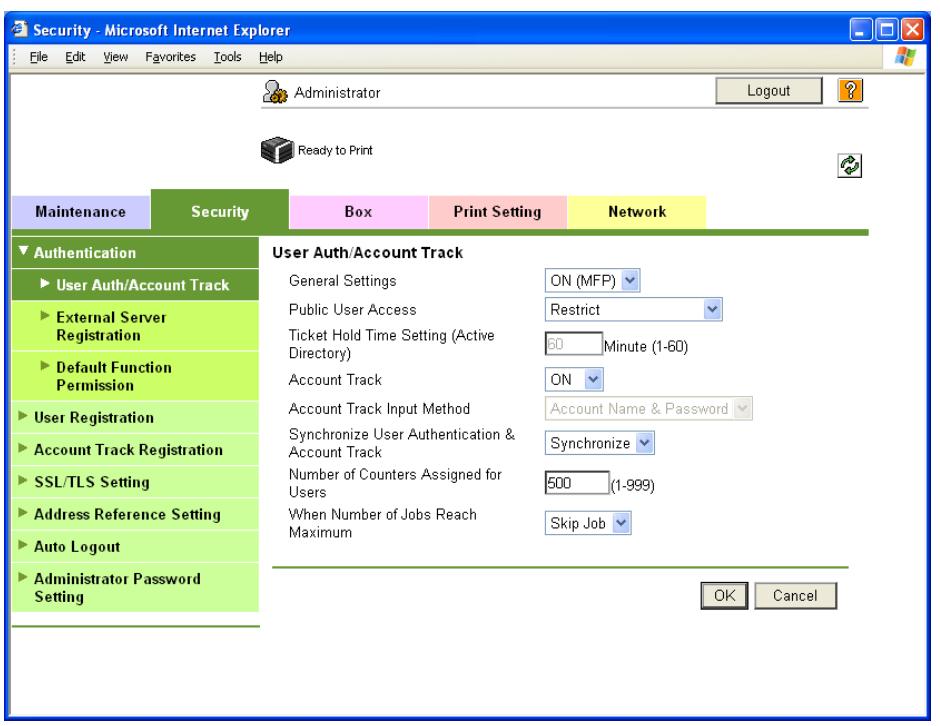 KONICA MINOLTA BIZHUB C353P - User Auth/Account Track - 1