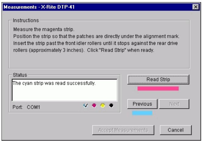 KONICA MINOLTA CN5001PRO - Repeat the measurement process for the magenta, yellow, and black strips. - 1