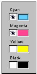 KONICA MINOLTA CN5001PRO - Select the colors you want to edit by turning colors off and on. - 1
