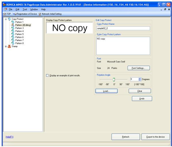KONICA MINOLTA COPY PROTECTION UTILITY - Click [Export to the device]. - 1