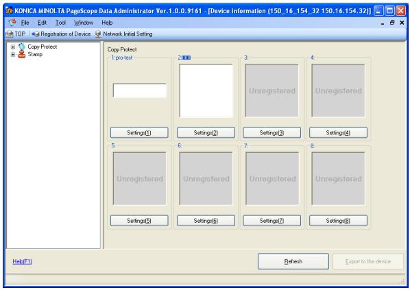 KONICA MINOLTA COPY PROTECTION UTILITY - Select [Palette] - [Export] from [File] menu. - 1