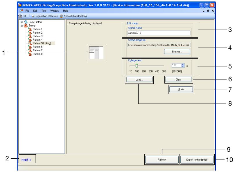 KONICA MINOLTA COPY PROTECTION UTILITY - Description of the Pattern Stamp Settings dialog box - 1
