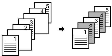 Diagram showing a transformation of document pages into stacked documents, with numbered sections and alignment indicators.