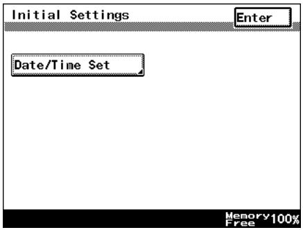 Initial Settings Enter Date/Time Set Memory 100% Free