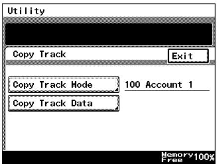 Utility Copy Track Exit Copy Track Mode 100 Account 1 Copy Track Data Memory 100% Free
