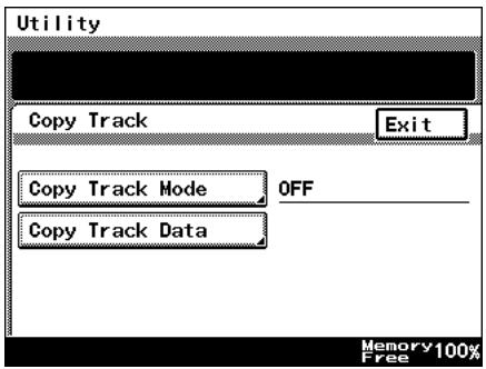 Utility Copy Track Exit Copy Track Mode OFF Copy Track Data Memory 100% Free