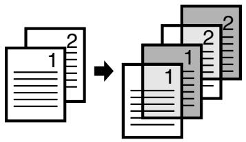 Diagram showing a document being converted into multiple sheets of paper with visible page numbers 1 and 2.