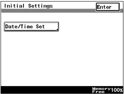 Initial Settings Enter Date/Time Set Memory 100% Free