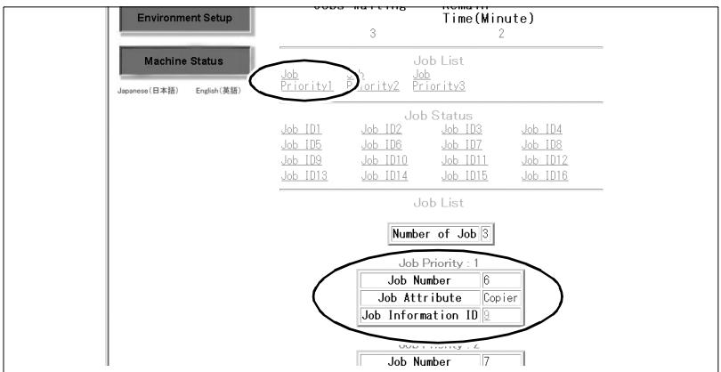 Environment Setup Time(Minute) 3 2 Machine Status Job List Job Priority1 Priority2 Priority3 Job Status Job ID1 Job ID2 Job ID3 Job ID4 Job ID5 Job ID6 Job ID7 Job ID8 Job ID9 Job ID10 Job ID11 Job ID12 Job ID13 Job ID14 Job ID15 Job ID16 Job List Number of Job 3 Job Priority : 1 Job Number 6 Job Attribute Copier Job Information ID 9 Job Number 7