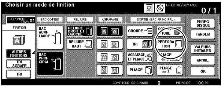 Choisir un mode de finition EFFECTUE/DEMANDE 0 / 1 DISPONIBLE TRAV 01 BAC COPIES RELIURE AGRAFAGE SORTIE FINITION BAC AUXILIAIRE RELIURE DROIT ET GAUCHE GROUPE TURE AUTRES FINITIONS RELIURE HAUT TRI PERFORATION TRI AGRAFE PLIAGE en 3 TRI AGRAFE PLIAGE en 3 COMPTEUR ORIGINAUX MEMOURE 100 %