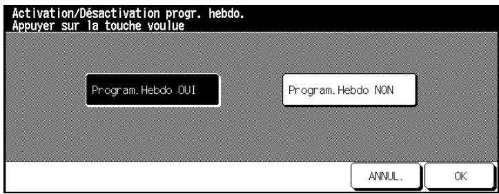 Activation/Désactivation progr. hebdo. Appuyer sur la touche voulue Program. Hebdo OUI Program. Hebdo NON ANNUL. OK