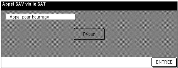 Appel SAV via le SAT Appel pour bourrage Départ ENTREE