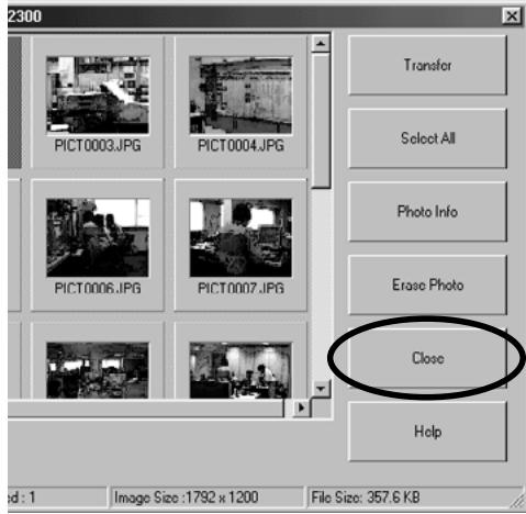 KONICA MINOLTA DIMAGE 2300 SOFTWARE - Click on 'Close' in the Dimâge 2300 utility main window. - 1