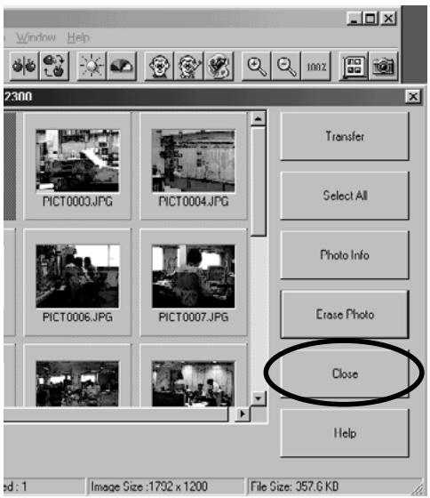 KONICA MINOLTA DIMAGE 2300 SOFTWARE - Click on 'Close' in the Dimage 2300 utility main window. - 1