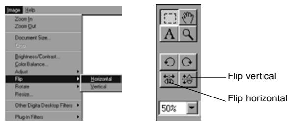 KONICA MINOLTA DIMAGE EX SOFTWARE - Select Flip from the Image menu, then select Horizontal or Vertical as required. - 1