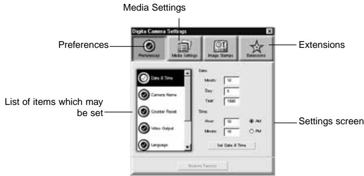 KONICA MINOLTA DIMAGE EX SOFTWARE - Click on the Settings button to display the Camera Settings window. - 2