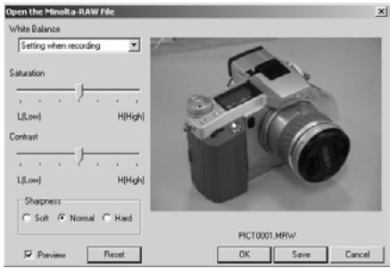 KONICA MINOLTA DIMAGE IMAGE VIEWER UTILITY 1.0 FOR DIMAGE 7&5 - To Open Minolta-RAW Files: - 1
