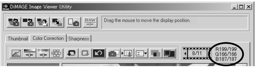 KONICA MINOLTA DIMAGE IMAGE VIEWER UTILITY 1.1 FOR DIMAGE 7&5 - RGB Value Display: - 1