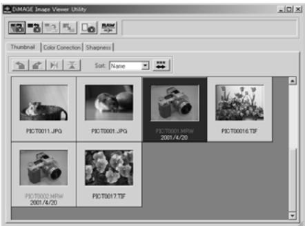 KONICA MINOLTA DIMAGE IMAGE VIEWER UTILITY 1.1 FOR DIMAGE 7&5 - To Delete Thumbnails: - 1