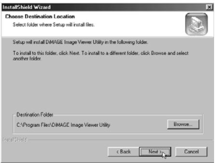 KONICA MINOLTA DIMAGE IMAGE VIEWER UTILITY 1.1 FOR DIMAGE 7&5 - Click the "Starting up the DiMAGE Image Viewer Utility installer" button. - 2