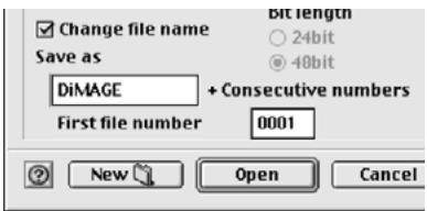 KONICA MINOLTA DIMAGE IMAGE VIEWER UTILITY 1.1 FOR DIMAGE 7&5 - To save as the different filename, mark the “Change file name” check box, and enter the prefix characters and the first consecutive number to be used to those filenames in the “Save as” box and in the “First file number” box respectively. - 2