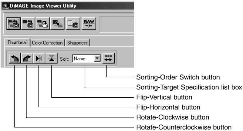 KONICA MINOLTA DIMAGE IMAGE VIEWER UTILITY 1.1 FOR DIMAGE 7&5 - To Rotate, Flip and Sort Thumbnails: - 1