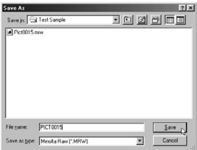 KONICA MINOLTA DIMAGE IMAGE VIEWER UTILITY 1.1 FOR DIMAGE 7&5 - To Save in the Minolta-RAW File Format: - 1