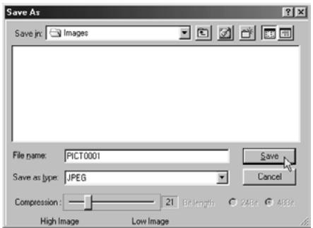 KONICA MINOLTA DIMAGE IMAGE VIEWER UTILITY 1.1 FOR DIMAGE 7/5/X/S304/S404 - Click the "Save an Image" button in the main window. - 1