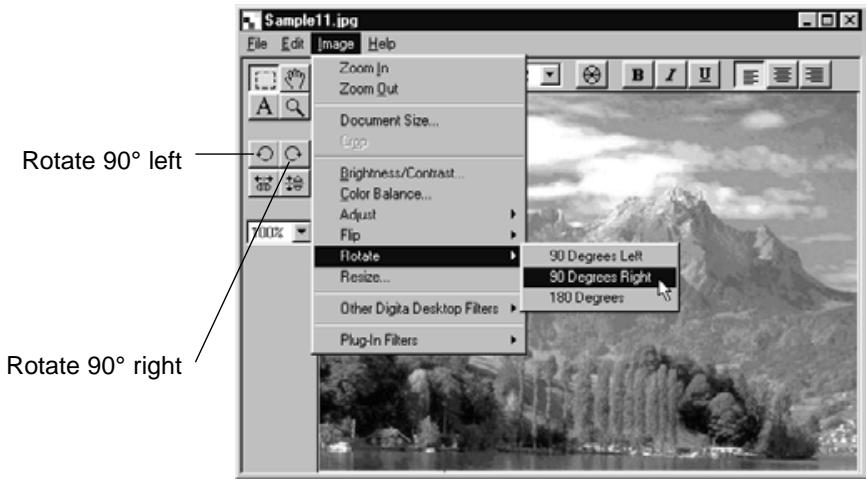 KONICA MINOLTA DIMAGE RD3000 SOFTWARE - On the Image menu, point to Rotate, and select 90^ Left, 90^ Right or 180^ . - 1