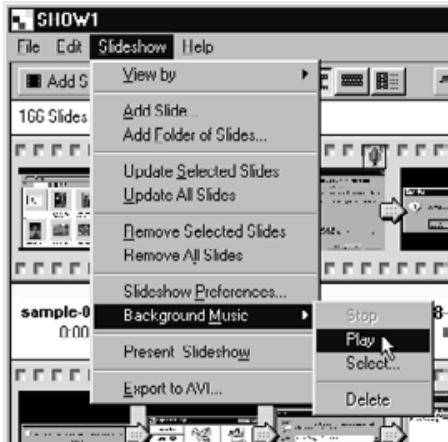 KONICA MINOLTA DIMAGE RD3000 SOFTWARE - On the Slideshow menu, point to Background Music, and click Play on the submenu. - 1