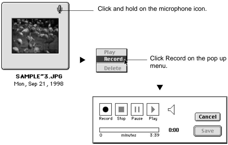 KONICA MINOLTA DIMAGE RD3000 SOFTWARE - ADDING AUDIO DATA TO AN IMAGE (MACINTOSH ONLY) - 1