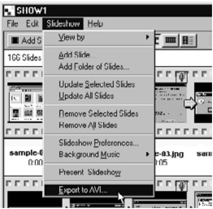 KONICA MINOLTA DIMAGE RD3000 SOFTWARE - SAVING THE SLIDESHOW AS AN AVI FILE.   SAVING THE SLIDESHOW AS A QUICKTIME MOVIE FILE. - 1