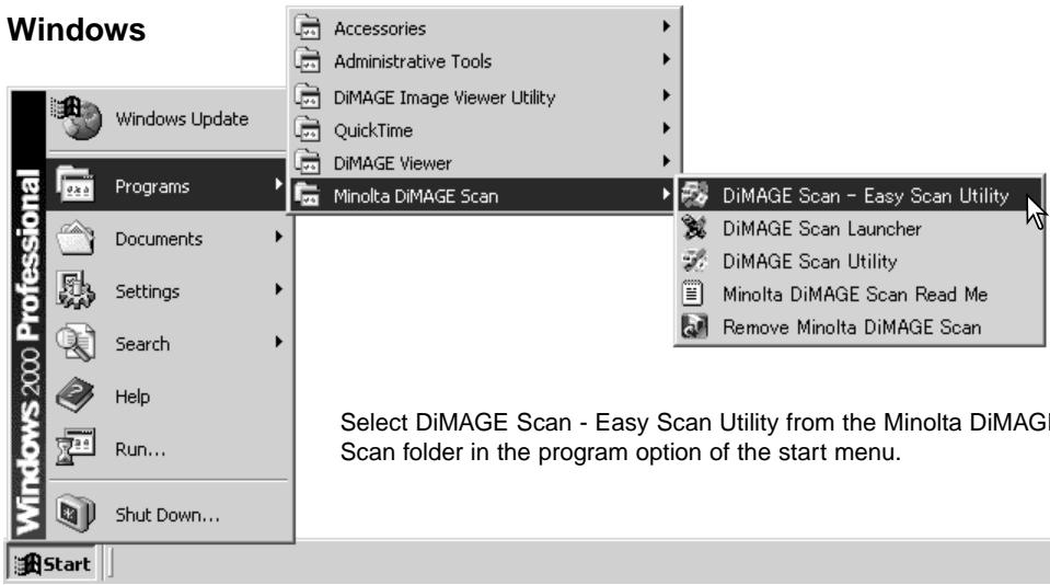 KONICA MINOLTA DIMAGE SCAN 1.1 - Launching the Easy Scan Utility - 1