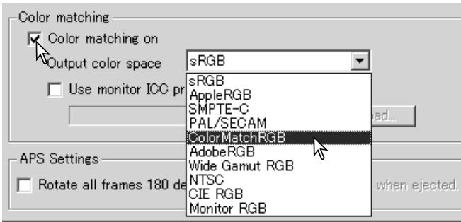 KONICA MINOLTA DIMAGE SCAN 1.1 - Setting the output color space - 1