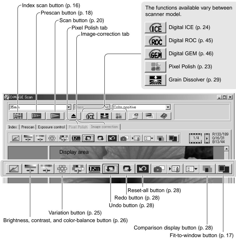 KONICA MINOLTA DIMAGE SCAN 1.1 - Main window and image-correction tab - 1
