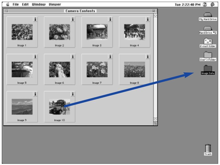 KONICA MINOLTA DIMAGE V SOFTWARE-MAC - COPYING IMAGES - DRAG AND DROP - 1