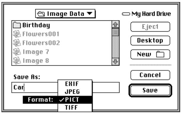 KONICA MINOLTA DIMAGE V SOFTWARE-MAC - SAVING IMAGES - 2