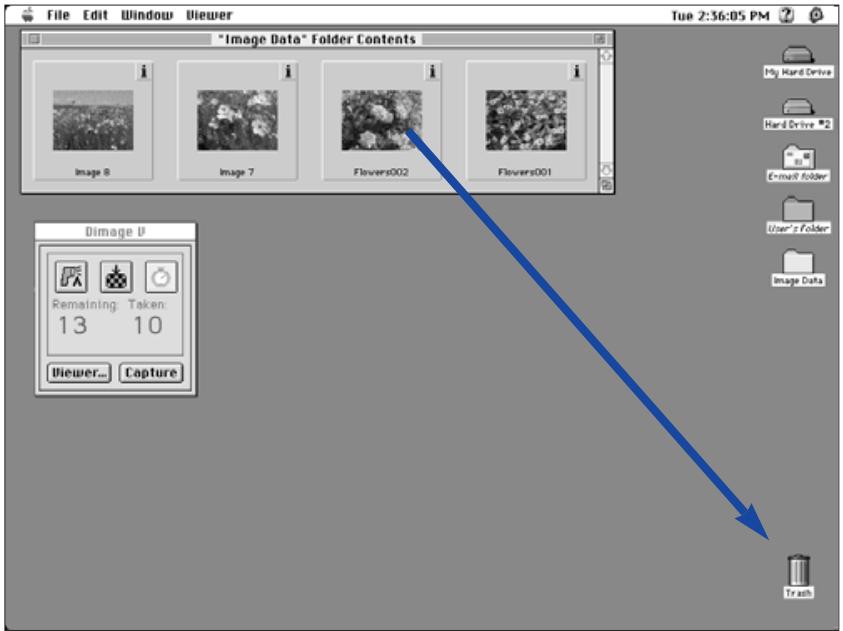 KONICA MINOLTA DIMAGE V SOFTWARE-MAC - DELETING IMAGES - DRAG AND DROP - 1