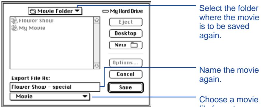 KONICA MINOLTA DIMAGE V SOFTWARE-MAC - CHANGING THE MOVIE FILE FORMAT - 1