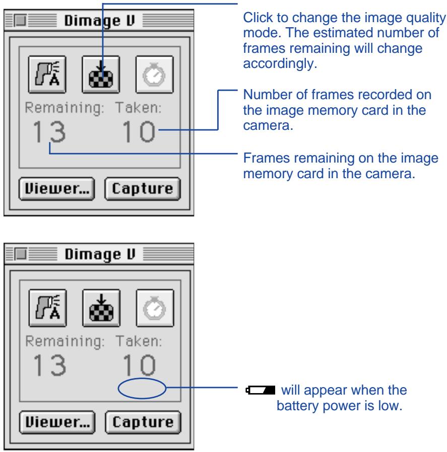 KONICA MINOLTA DIMAGE V SOFTWARE-MAC - DISPLAYING CAMERA STATUS - 1