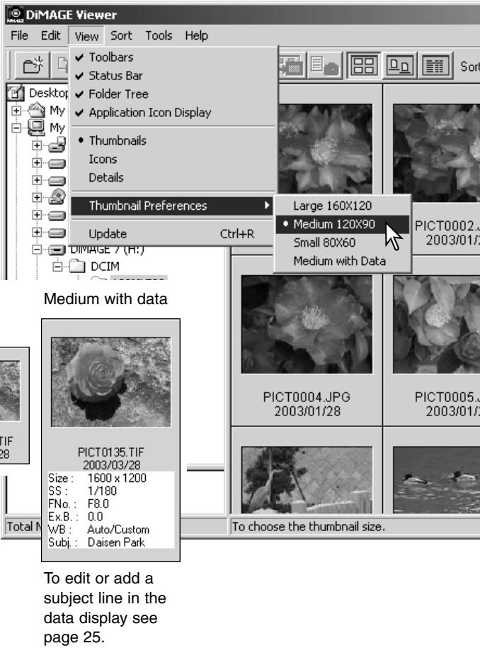 KONICA MINOLTA DIMAGE VIEWER VER2.2 - CHANGING THE THUMBNAIL FORMAT - 1