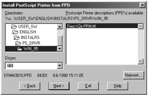 KONICA MINOLTA FIERY X2E FOR CF910 - TO INSTALL THE ADOBE POSTSCRIPT PRINTER DRIVER FOR WINDOWS 95: - 3