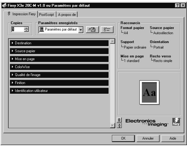 KONICA MINOLTA FIERY X3E FOR CF2001/CF1501 - Définition des options et impression sous Windows NT 4.0 - 5