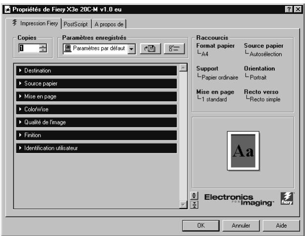 KONICA MINOLTA FIERY X3E FOR CF2001/CF1501 - Définition des options et impression sous Windows NT 4.0 - 1