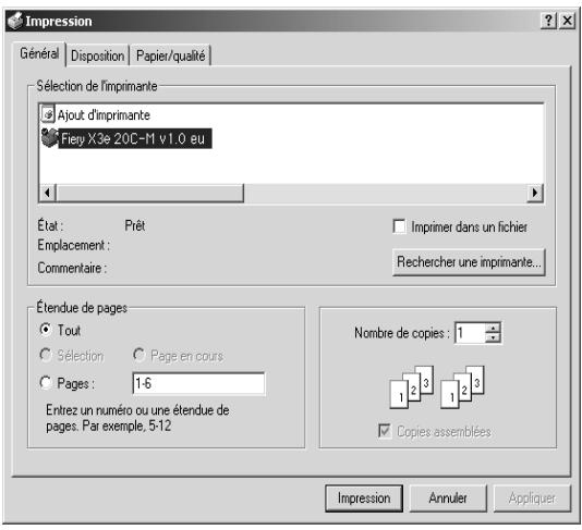 KONICA MINOLTA FIERY X3E FOR CF2001/CF1501 - Assurez-vous que le Fiery X3e est selectionné comme imprimante. - 1