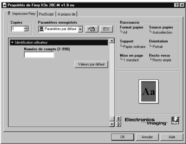 KONICA MINOLTA FIERY X3E FOR CF2001/CF1501 - Définition des options et impression sous Windows NT 4.0 - 4