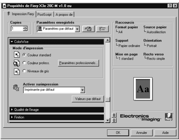 KONICA MINOLTA FIERY X3E FOR CF2001/CF1501 - Définition des options et impression sous Windows NT 4.0 - 2