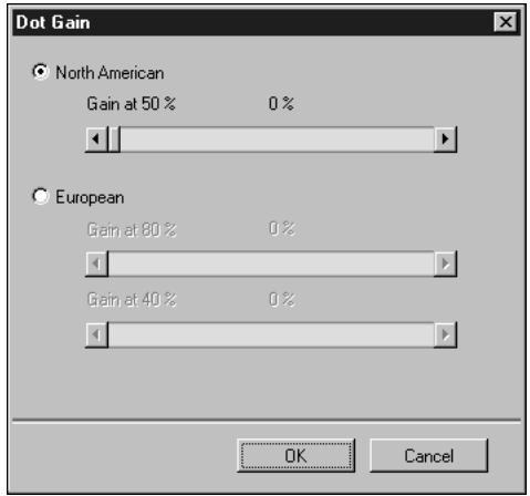 KONICA MINOLTA FIERY X3E FOR CF9001 (VER.2.0) - Click Dot Gain to adjust the dot gain value for simulating press output. - 1