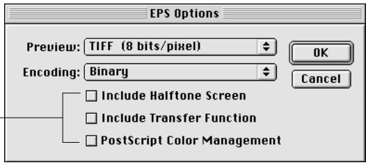 KONICA MINOLTA FIERY X3E FOR CF9001 (VER.2.0) - In the EPS Options dialog box, choose Binary encoding. - 1